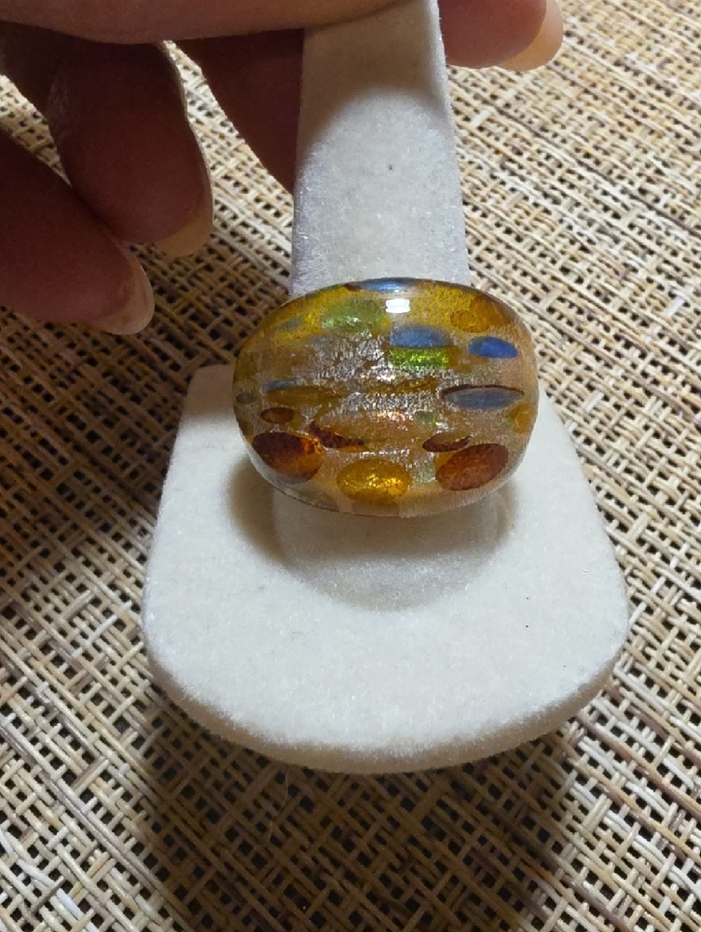 Multicolor Glass Dome Statement Ring - Women Jewelry - Picture 6 of 12